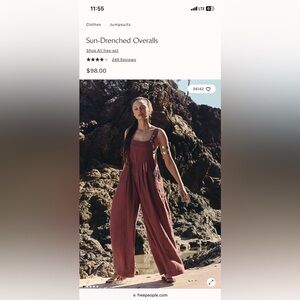 free people jumpsuit. NWT. Wine color. Medium